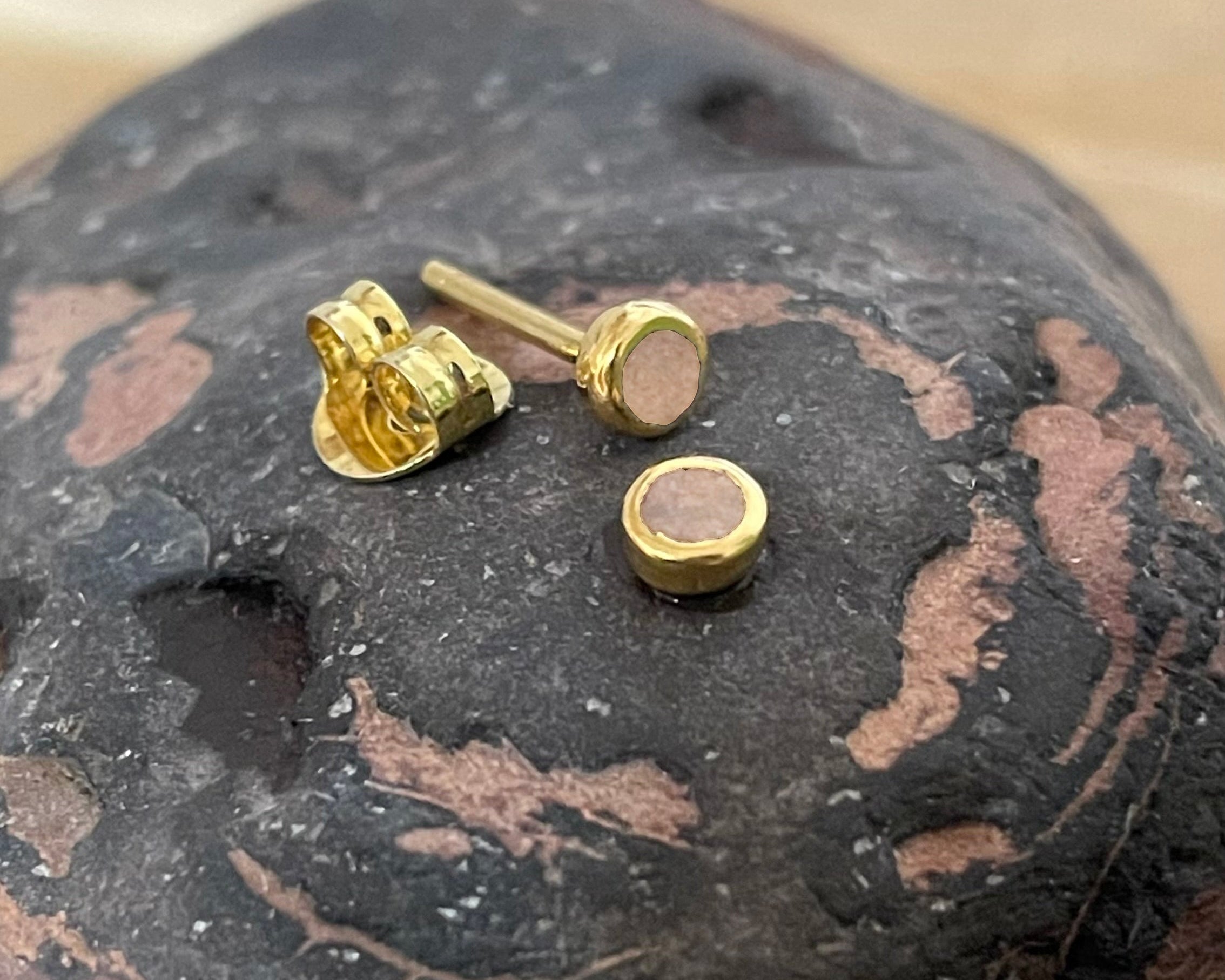 Boucles d’oreilles – Galet rose