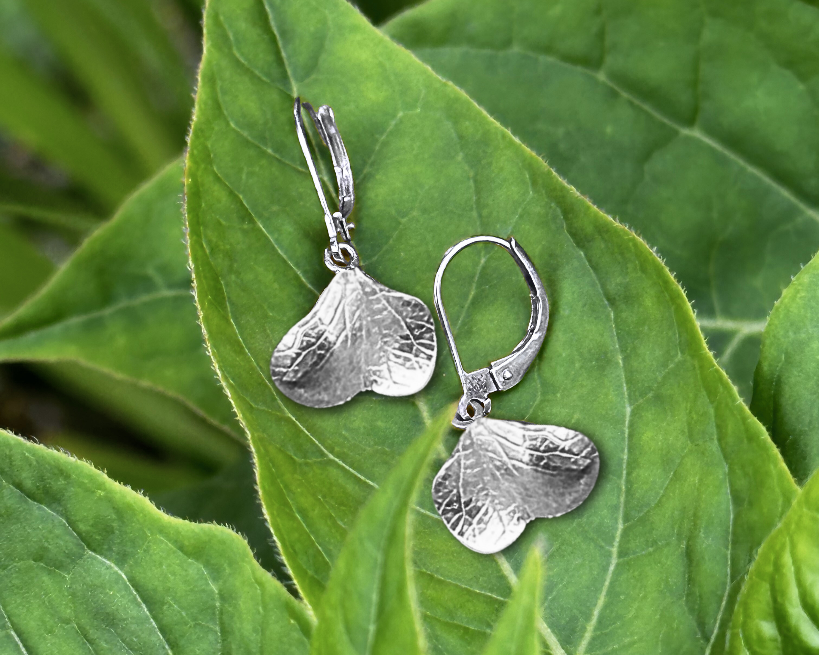Boucles d’oreilles – Empreinte feuille cœur