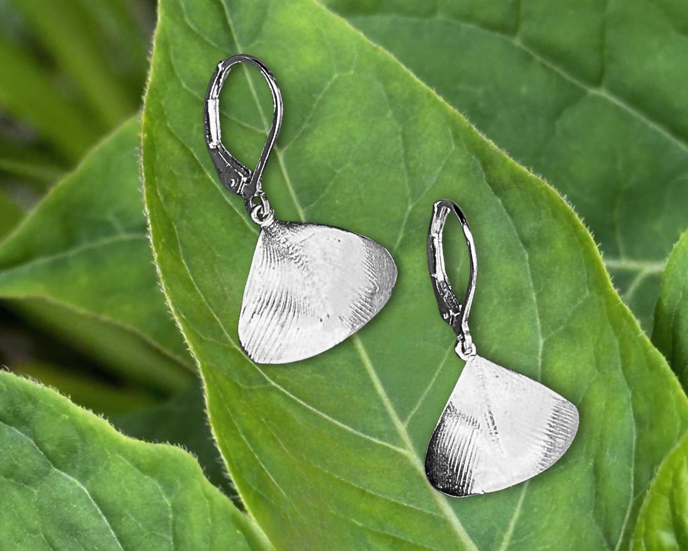Boucles d’oreilles – Empreinte feuille Ginkgo