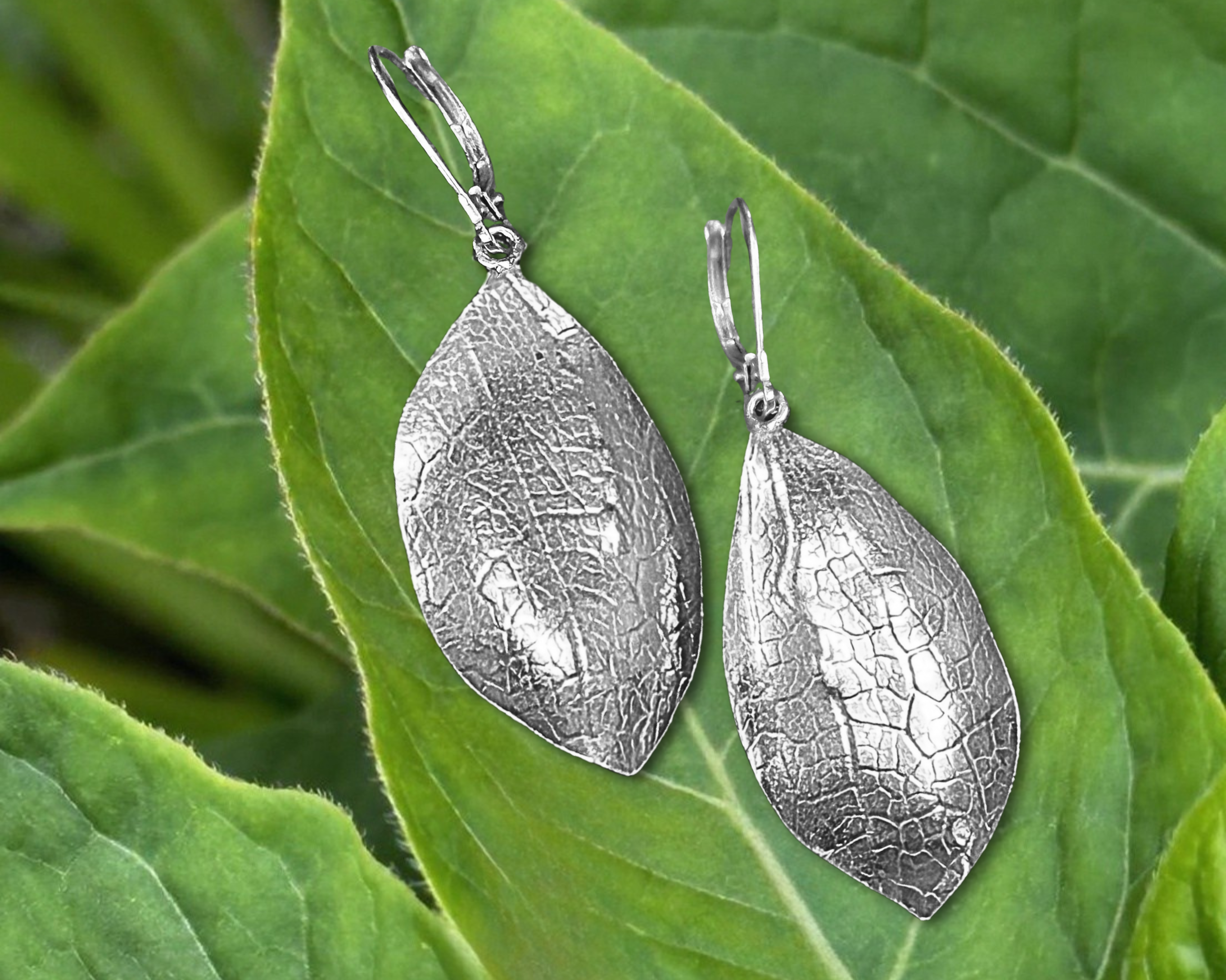 Boucles d’oreilles – Empreinte grande feuille 🍃