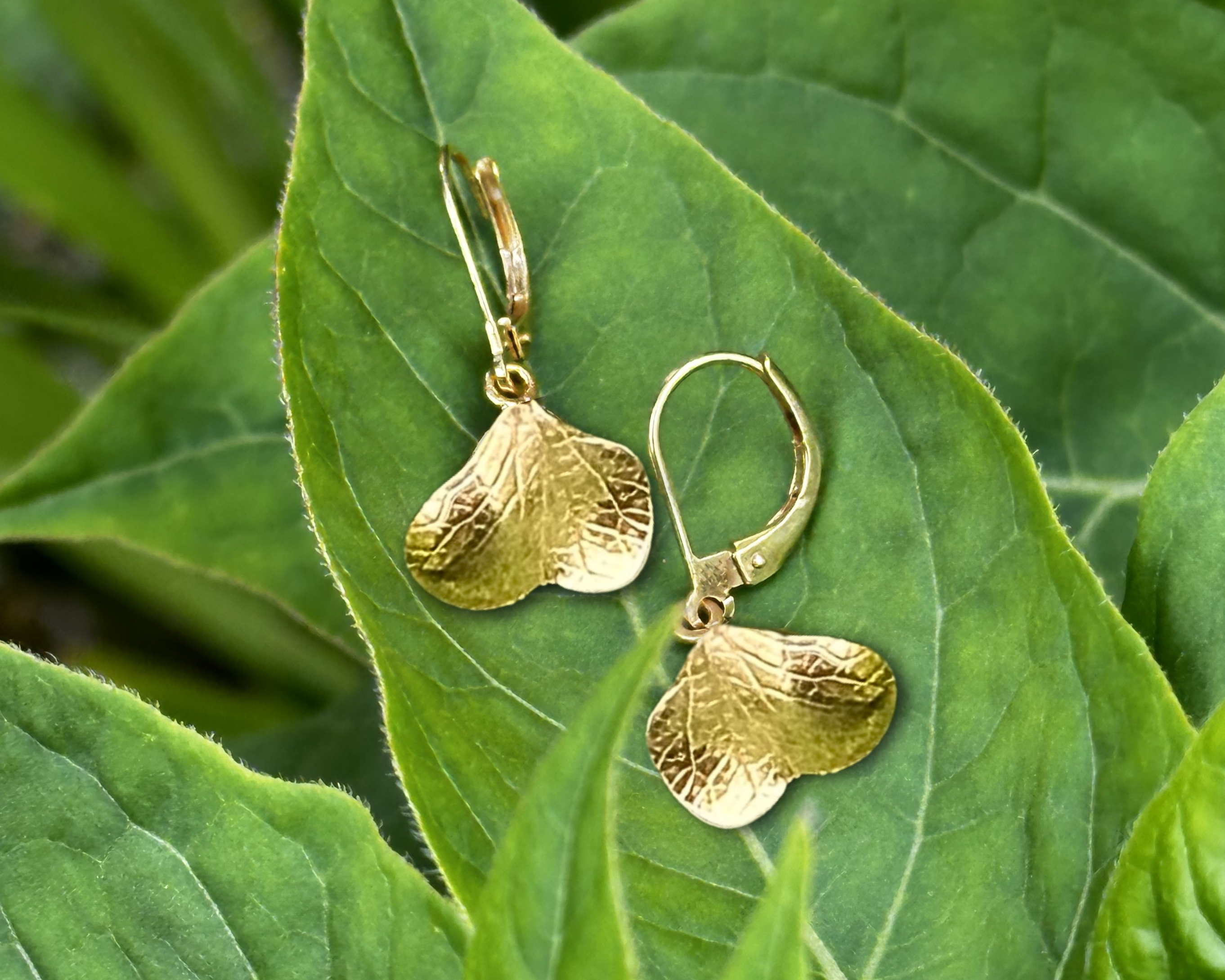 Boucles d’oreilles – Empreinte feuille cœur