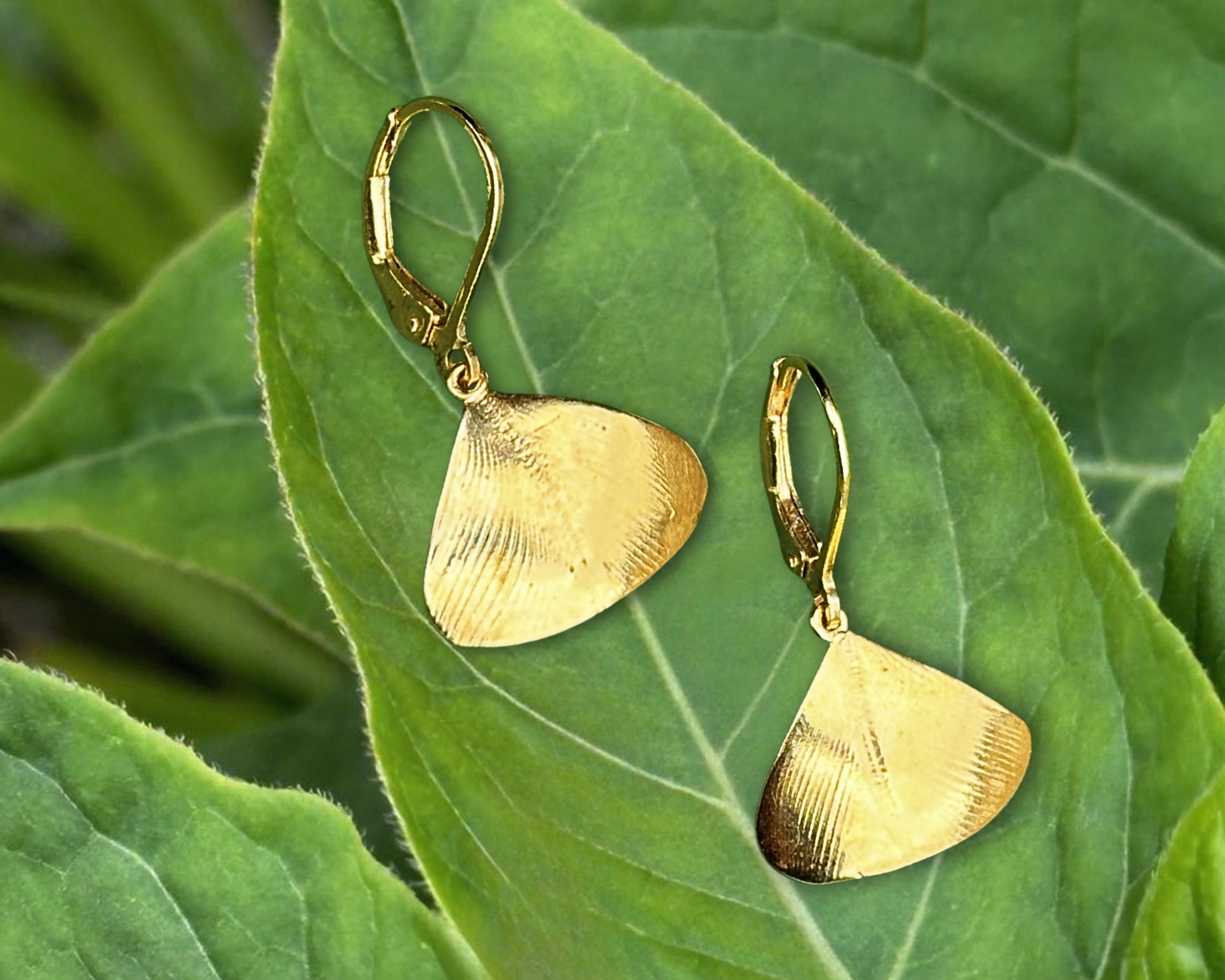 Boucles d’oreilles – Empreinte feuille Ginkgo
