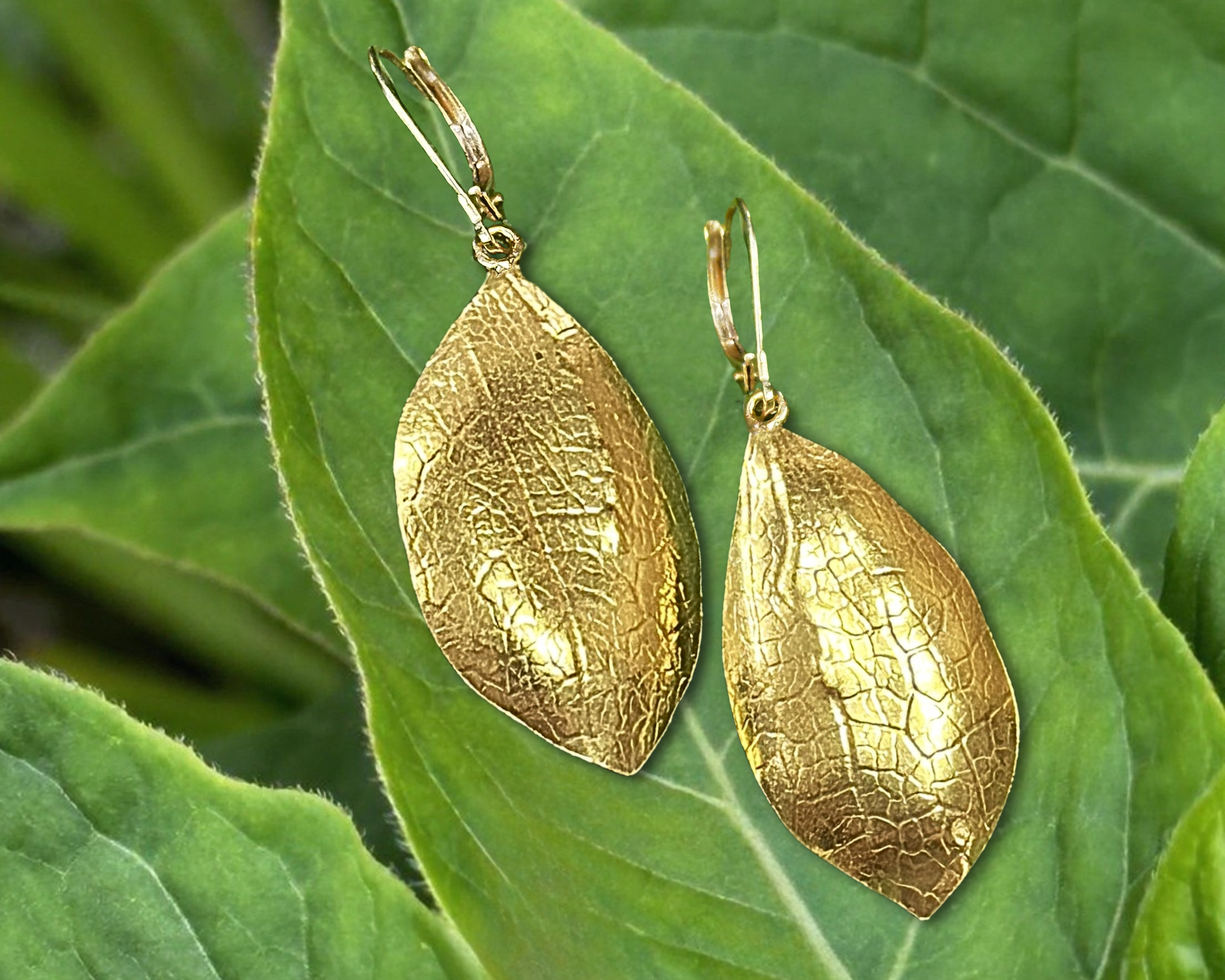 Boucles d’oreilles – Empreinte grande feuille 🍃