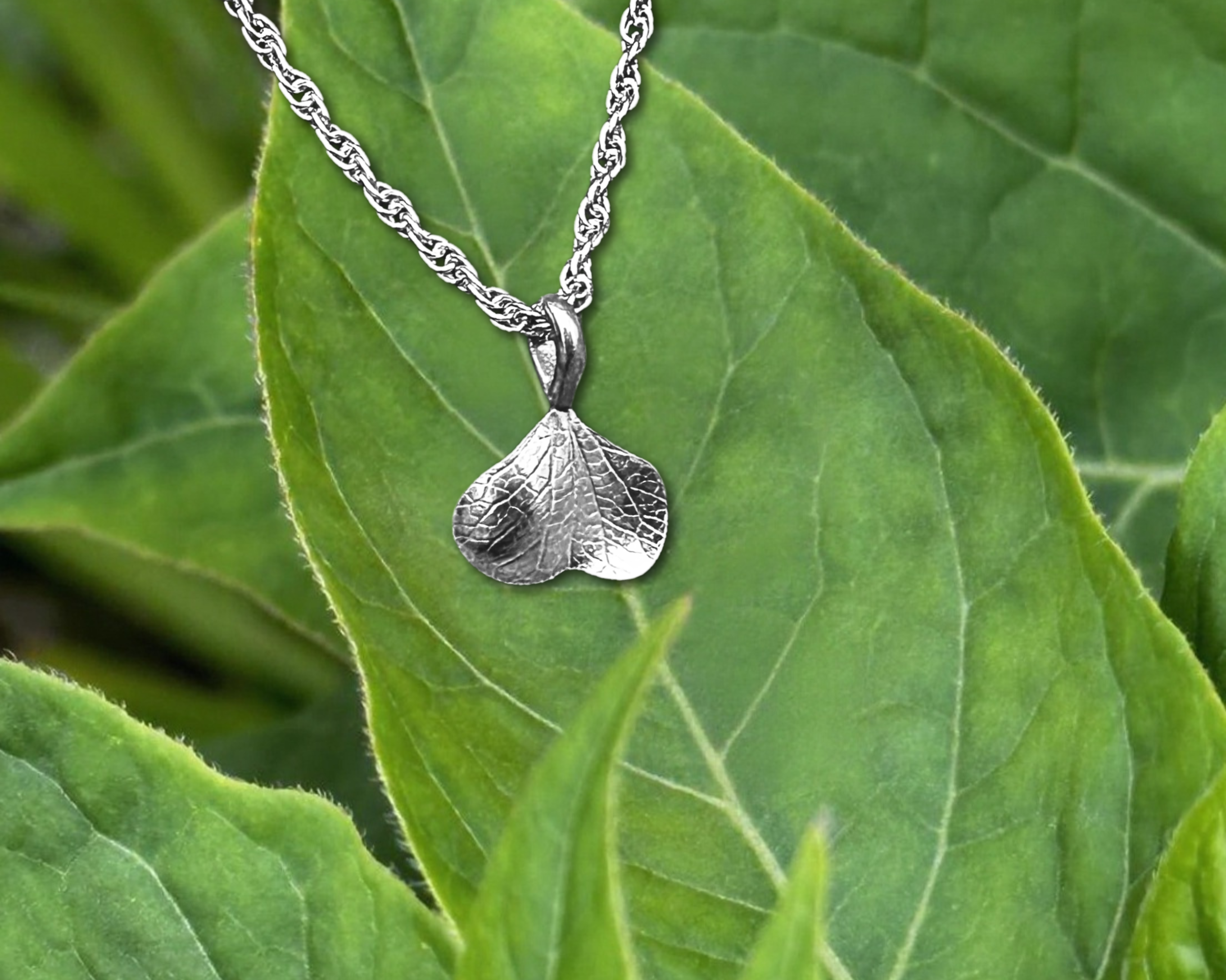 Pendentif – Empreinte feuille cœur