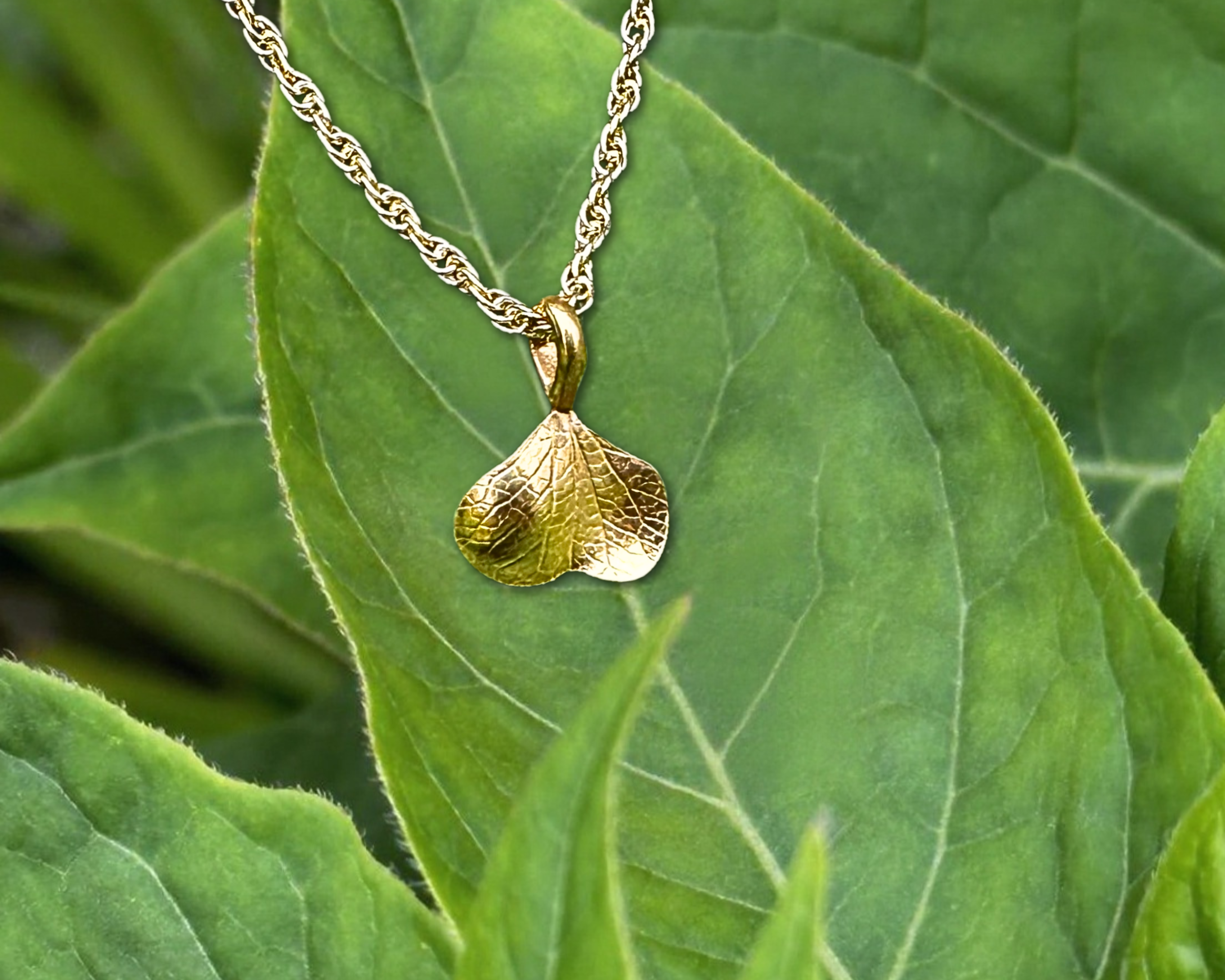 Pendentif – Empreinte feuille cœur