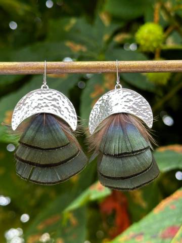 Boucles d'oreilles plume de faisan