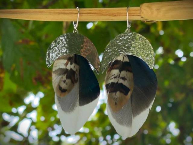 Boucles d'oreilles plume de faisan et canard